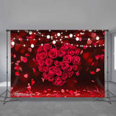 Aperturee - Lighting Red Rose Heart Valentines Day Backdrop